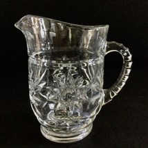 Vintage Small Pressed Cut Glass Pitcher Water Juice Creamer 6” Star of David - £16.66 GBP