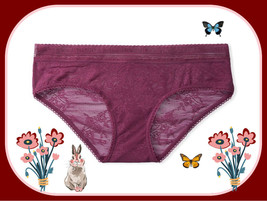 Xxl Kir Berry Floral Dot Allover Mesh Lace Logo Victorias Secret Hiphugger Panty - £8.81 GBP