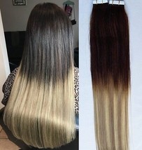 18&quot;,20&quot;(100g,40pc),BALAYAGE Ombre 100% Human Tape In Hair Extensions T2-18/613 - £85.62 GBP+