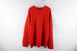 NOS Vtg 90s Ralph Lauren Mens XL Spell Out Color Block Cotton Knit Sweater Red - £76.58 GBP