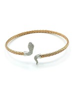 Dyadema ITALY 925 Sterling Silver Rose GP CZ Serpent Snake Cuff Bracelet - £86.79 GBP