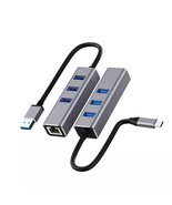 NEW Combo Gigabit Ethernet USB Type-A 3 Port Hub Adapter 5Gbps, MacBook,... - $22.87 CAD+