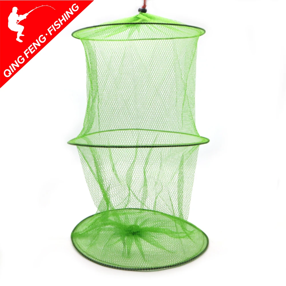 2 Layers Portable Fishing Net Fish Shrimp Mesh Cage Cast Net Fishing Trap Networ - £24.83 GBP