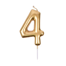 Gold Birthday Candles for Cake, Premium Glitter 4nd Number Candle Birthd... - $21.24