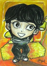 Original Concept Fan Art Cheese Stray Kids K-Pop Anime Sketch Card Aceo Psc Maia - £19.51 GBP