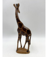 Giraffe Made in Kenya Wooden Hand Carved Hand Painted 10” - £9.11 GBP