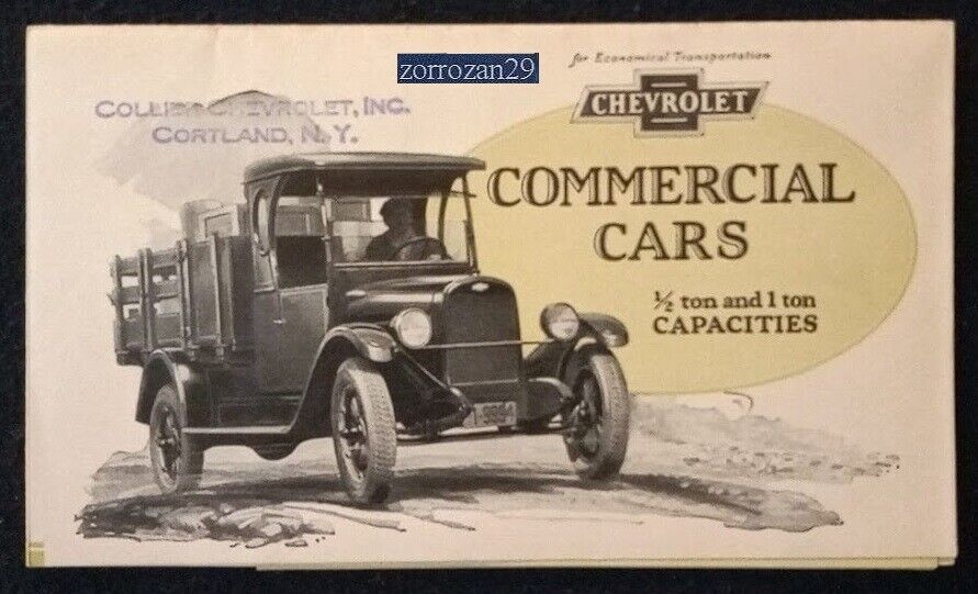 1925 CHEVROLET SUPERIOR COMMERCIAL & UTILITY VINTAGE PART-COLOR SALES BROCHURE - $48.37