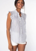 Lovestitch Carrie Plaid Flutter Sleeve Top, Size Small - £22.00 GBP