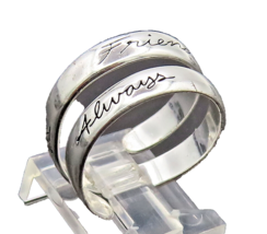 925 Silver  Vintage Crossover Etched Friends Adjustable Ring Sz 9  RG26911 - $47.14