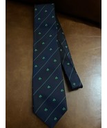 Irish Luck Blue w Green Stripes &amp; Tiny Shamrocks PolyesterMen’s Neck Tie... - £8.93 GBP