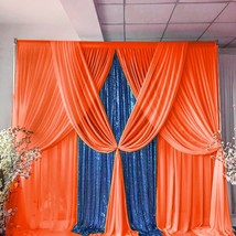 Orange Chiffon Backdrop Curtain 29x108-Inch 2 Panels Chiffon Fabric Drapes for - £31.85 GBP