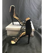 Melly Black Stiletto Open Toe Heels Zipper KG Y3 - $30.55 CAD