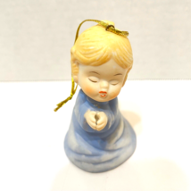 Vintage Giftco Morehead Bisque Porcelain Praying Angel Bell Hand Painted 3.25&quot; - £9.85 GBP