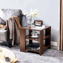 Square Side Table,Simple Style Design,3-Tier End Table - Brown - £58.36 GBP