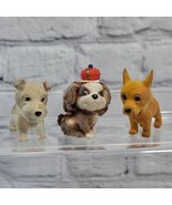 Puppy In My Pocket Figures Lot Of 3 Miniature Flocked Dogs Crown Terrier  - £11.64 GBP
