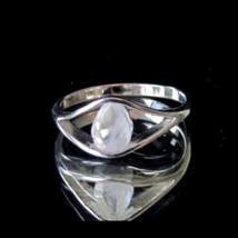 Sterling silver Gemstone ring with a Pear cut Blue Fire Moonstone high polished  - £31.97 GBP