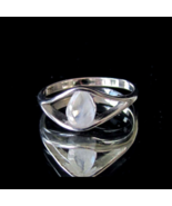 Sterling silver Gemstone ring with a Pear cut Blue Fire Moonstone high p... - $54.33 CAD