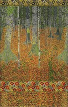 24&quot; X 44&quot; Panel Birch Forest Metallic Gustav Klimt Cotton Fabric Panel D514.58 - £7.96 GBP