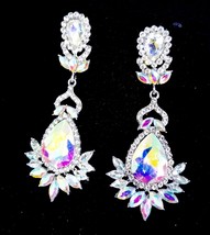 Bridal Drop Earrings, Bridesmaid Rhinestone Earrings, 3.9 Inch Pageant Jewelry,  - £30.32 GBP