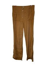 Anthropologie Maeve Womens Pants Relaxed Wide-Leg Trousers Hi Rise Linen Cedar 4 - $39.59