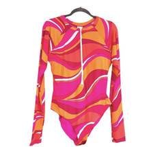 NWT Trina Turk  Zip Paddle Suit One Piece Swimsuit Rash Guard Vivid Vista M - £75.83 GBP