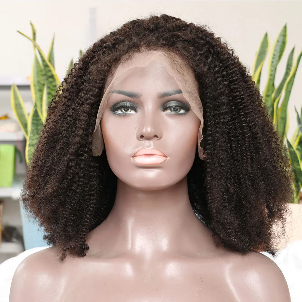 Afro Kinky Curly 13x4 Lace Frontal Wig Human Hair Virgin Hair U Part Wigs Lace - £55.24 GBP+