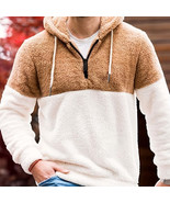 Stitching Half Zipper Hooded Thickened Men&#39;s Sweater - £23.90 GBP