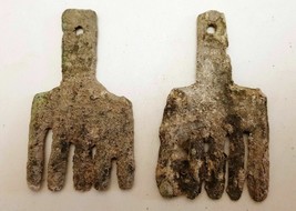 Pair of Museum Quality Ancient Bronze Age Bronze Horse Forehead Decorations - $248.39