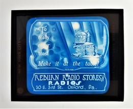 antique MAGIC LANTERN GLASS SLIDE oxford pa REBURN RADIO toaster blue - £53.69 GBP