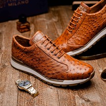 genuine ostrich quill fashion sneaker Shoes Scanno Antique Cognac image 13