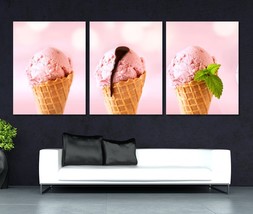Extra Large Strawberry Ice Cream Canvas Print Ice Cream Wall Art Food Canvas Art - £79.03 GBP