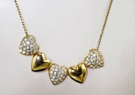 Joan Rivers 5 Heart Crystal Reversible Slide Necklace Crystal Heart  - £16.09 GBP