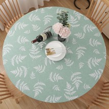 Round Vinyl Fitted Tablecloth, Waterproof Elastic Table Covers Wipeable Flannel  - £13.49 GBP