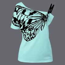 Summer  Off   Print T shirt Women Cotton Slim Sling Shirts Chemise Femme... - £28.08 GBP