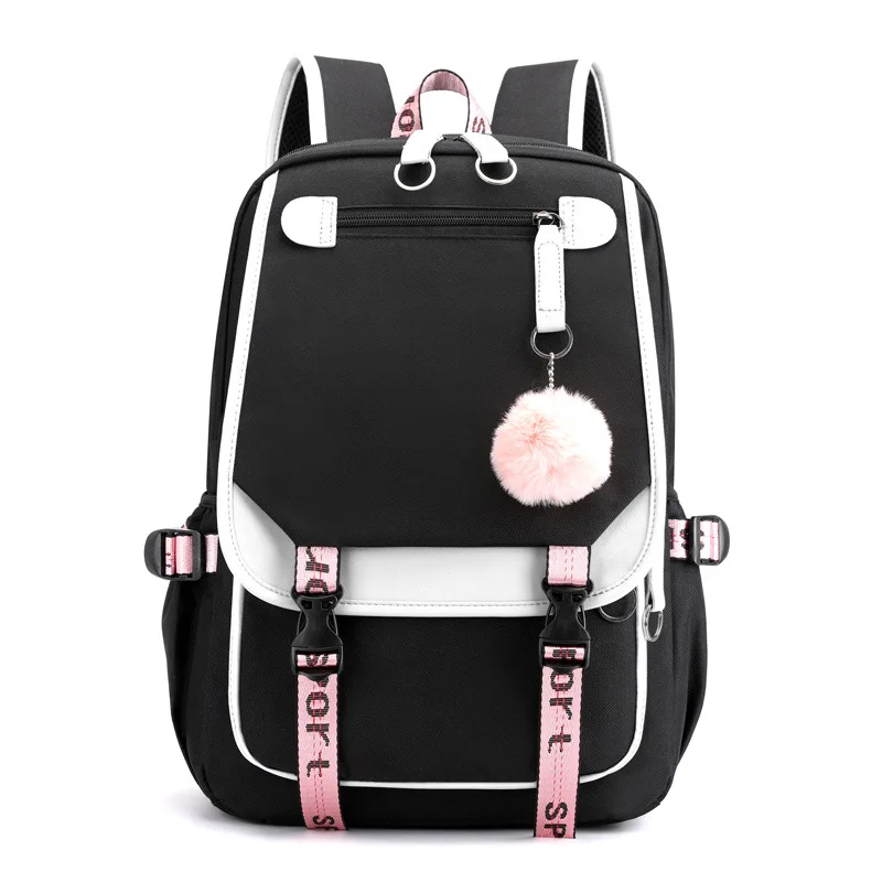 Fenong large school bags for teenage girls USB port canvas schoolbag student boo - $135.15