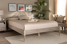 Sabine French Bohemian Antique White Oak Queen Size Platform Bed - $5,919.76 MXN