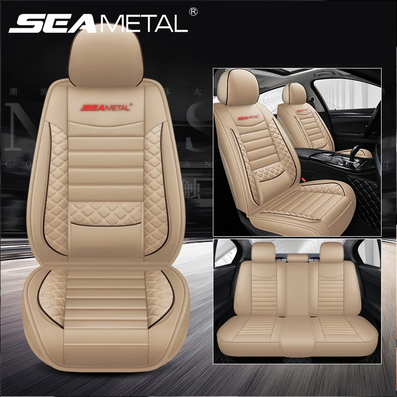 Large Size Leather Car Seat Cover Protector Front Rear Seat Back Cushion - £48.82 GBP+