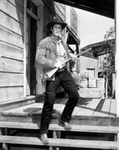 Clint Walker full length pose as Cheyenne Bodie holding rifle 8x10 inch photo - $9.75