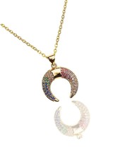 Gold Double Horn Crescent Moon Pendant Boho for - - $814.17 MXN