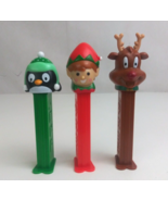 Lot of 3 Christmas Pez Dispensers Green Penguin, Elf, &amp; Rudolf (J) - €8,47 EUR