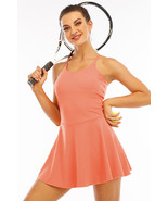 Grapefruit Orange Spaghetti Straps U Neck Pocketed Active Dress - $565.53 MXN