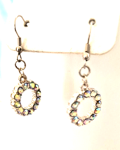 Women&#39;s Dangle/Drop Earrings Silvertone with Sparkling Aurora Borealis Crystals - £9.39 GBP