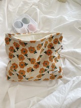 Corduroy Retro Cosmetic Bag Floral Travel Makup Organizer Bags For Women Make Up - £14.47 GBP