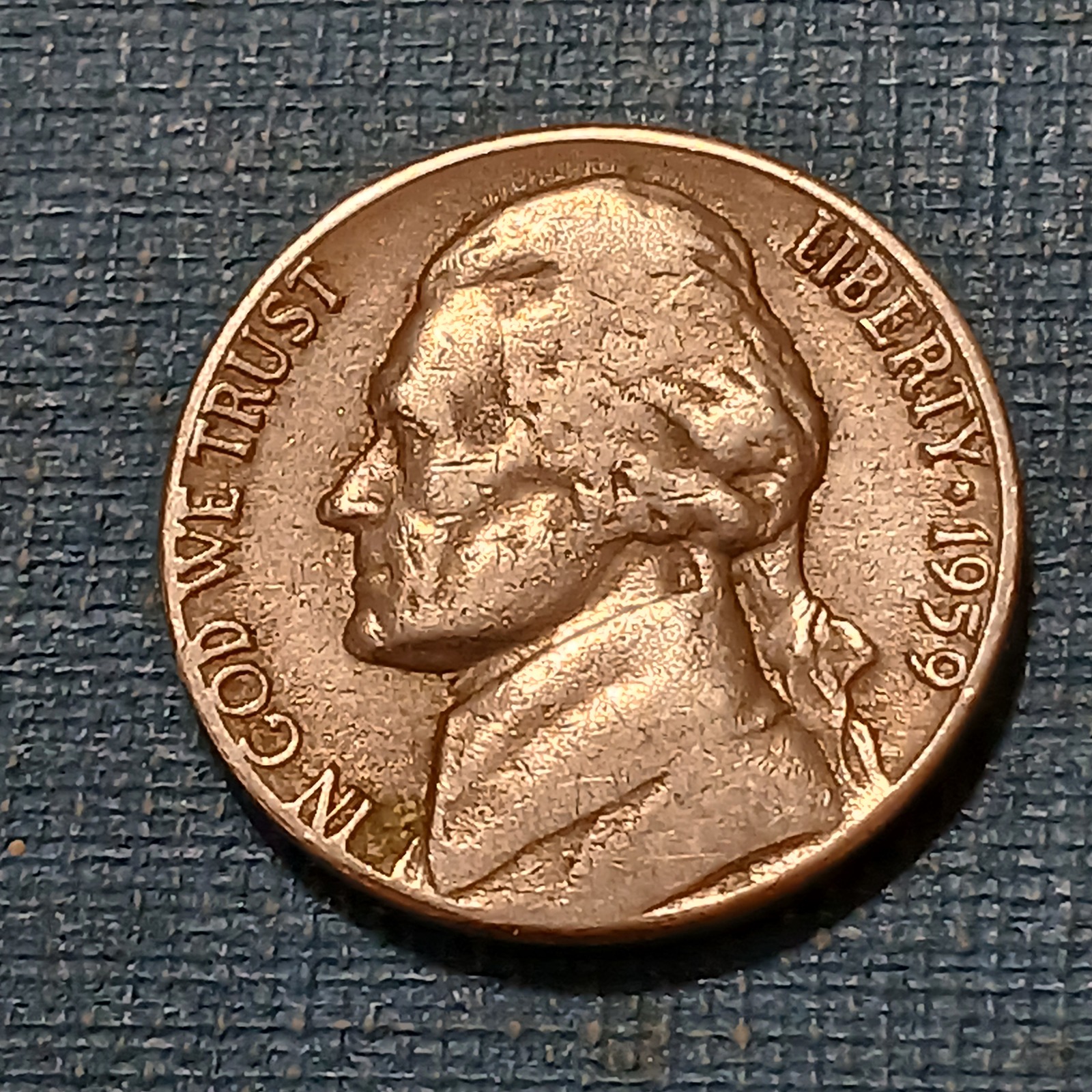 US 1959 JEFFERSON NICKEL - DENVER Issue - Nice 66 yr old circ Collectible! - $3.35