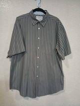 Roundtree Yorke Shirt Mens Large Brown Gray Striped Button Down Pockets. - £8.54 GBP