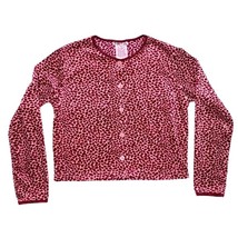 Vintage Velour Pink Leopard Print Button Up Cardigan Sweater by Soda Fizz - £6.32 GBP