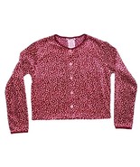 Vintage Velour Pink Leopard Print Button Up Cardigan Sweater by Soda Fizz - £6.21 GBP