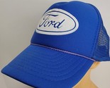 Vintage Blue Ford Logo Mesh Snapback Trucker Hat Cap With Foam - $17.81