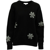 Michael Kors Crystal Snow Flakes Sweatshirt In Cotton Women Black M - £119.98 GBP