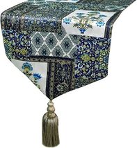 Niloufar Blue - Blue Satin Decorative Table Runner - £41.21 GBP+